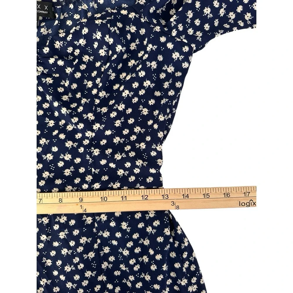 Trixxi Midi Floral Dress Navy Prairie Peasant Earthy Wanderlust Farmcore Size Sm